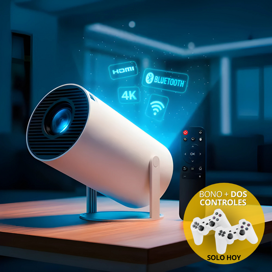 Proyector Portátil 4K HY300 + Dos Controles